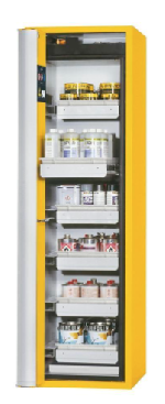 Bezpečnostní skříň s požární odolností 90min, skládací dveře (levé dveře)_6x zásuvka, ocelový poplastovaný plech